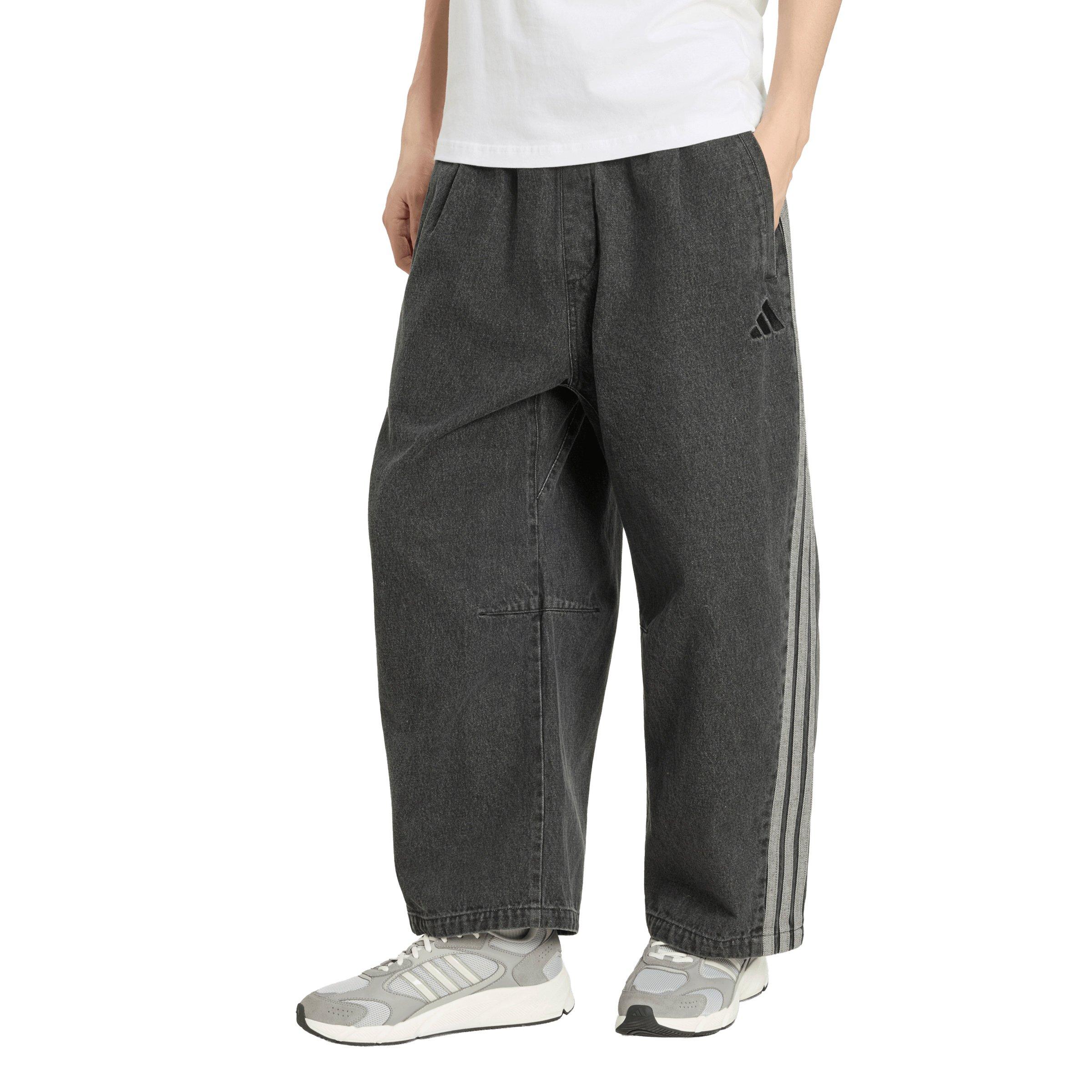 adidas Men's Stadium Oversized Fit Dark Denim Full Length Open Hem Track Pants - Black - BLACK